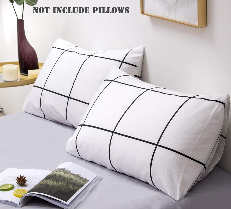Houseri Black and White Plaid Comforter Set - Twin Size Boys and Girls Bedding Sets with Buffalo Checkered, Grid and Gingham Patterns - Preppy Comforter Sets for College - Image 5
